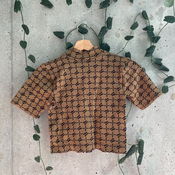 iets frans Geo Print Zip-Front Top - Picture 2 of 6